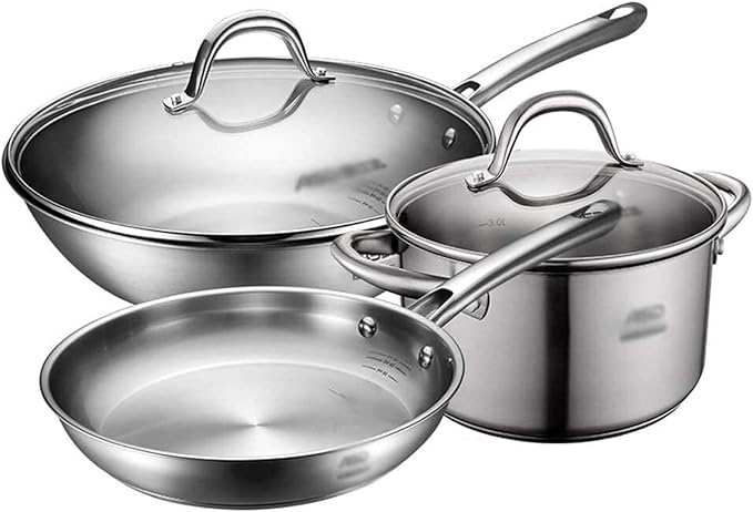 Cookware Set Combination Stainless Steel Wok Soup Pot Milk Pot Frying Pan Gift Set Pot Three-Piece Set of Four Sets of Household