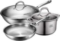 Cookware Set Combination Stainless Steel Wok Soup Pot Milk Pot Frying Pan Gift Set Pot Three-Piece Set of Four Sets of Household