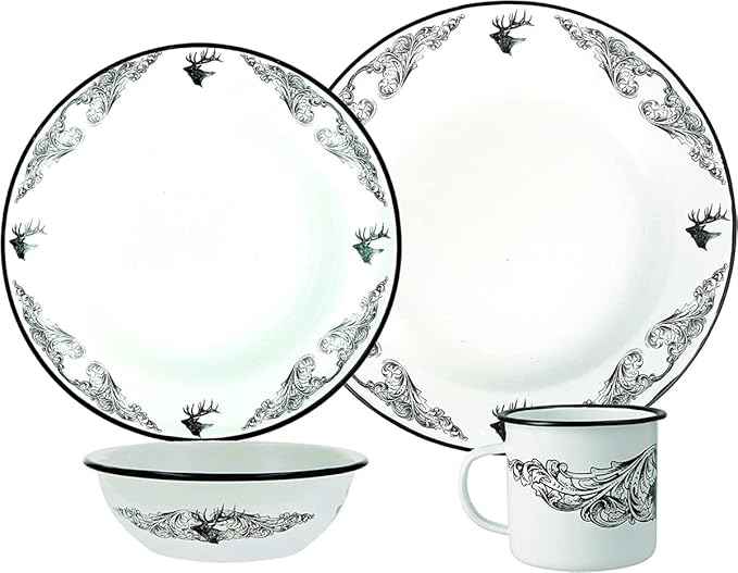 212 Main 412005 16 Piece Wildlife Enamelware Dinnerware Set