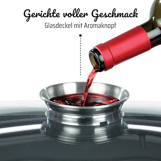 GSW Gourmet Granite Cooking Pot Set 10 Pieces Aluminium Glass Plastic Stainless Steel Black