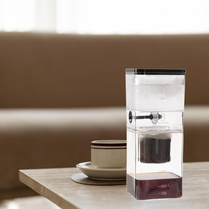 Ice Drip Coffee MakerCold Brew Maker Iced Coffee PitcherSturdyCoffee Pot Cold DripIced Coffee Brewer for CampingHomeBar White(White)