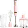 Paris Hilton Hand Blender Set 3-in-1 Immersion Blender with Whisk Blending &amp Chopper Attachments 400W High Speed Pink with Gold Accents – Smoothies Soups Sauces Baby Food Whipped Cream Pi