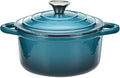 Hamilton Beach 3-Quart Enameled Cast Iron Dutch Oven Navy with Cream Interior | Even Heat Distribution &amp Easy-Grip Handles | Ideal for Braising RoastingStewing &amp Bread Baking