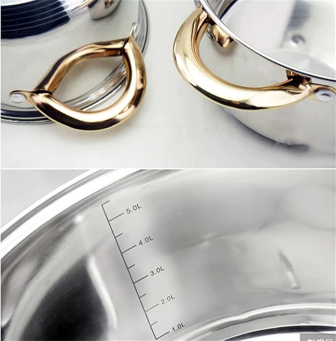 Cooking Pot Frying PanCooking Tools 12 Piece Set Stainless Steel Cookware Set Kitchen Cookware Set Pots Pots &amp Pans Glass Lid (A