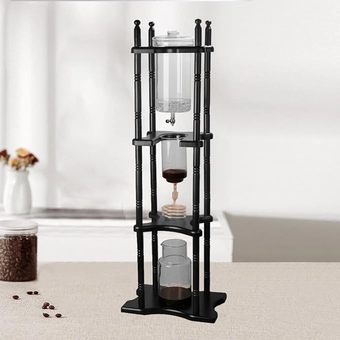 Cold Drip Coffee Maker Cold Brew Machine Glass Slow Drip Technology Ice Drip Coffee Pot w/Adjustable Walve Handmade Glass Cold Brew Maker for Home Office Drip Coffee Maker
