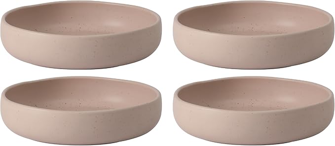Bloomhouse - Two Time Oprah's Favorite Things Winner - Corsica Clay 4-Piece Meal and Pasta Bowl Set – Prosecco Blush Pink Stoneware for Dinner Serving &amp Everyday Use