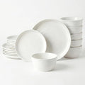 LE TAUCI Ceramic Plates and Bowls Set for 6 18-Piece Ceramic Dinnerware Set Farmhouse Dishes Set Microwave &amp Dishwasher Safe Stackable 10 Dinner+8 Salad Plates+6 Bowls White