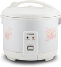 Tiger JNP-1000-LF 5.5 Cup Capacity White Rice Cooker with Non-Stick Inner Pot Retractable Power Cord and Keep Warm up to 12 hours (Flower)