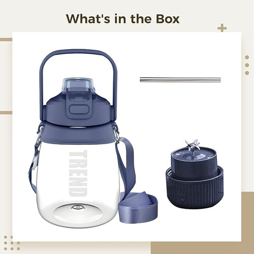 1100 Ml Dual-Lid Juice Blender Multi-Functional Portable Juicer For Fitness Travel Camping Type-C Charging With Tote Bag &amp Straw