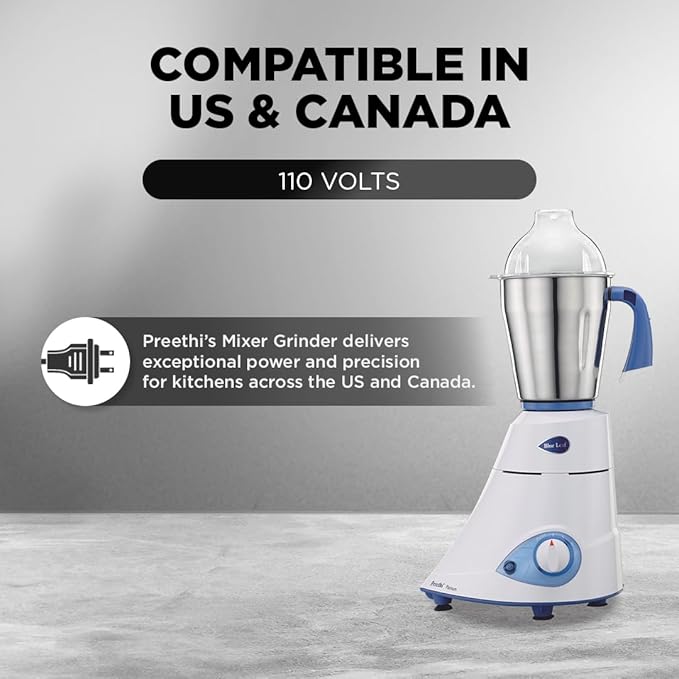 Preethi Blue Leaf Platinum 550 Watts 3 Jar Indian Mixer Grinder 110 Volts