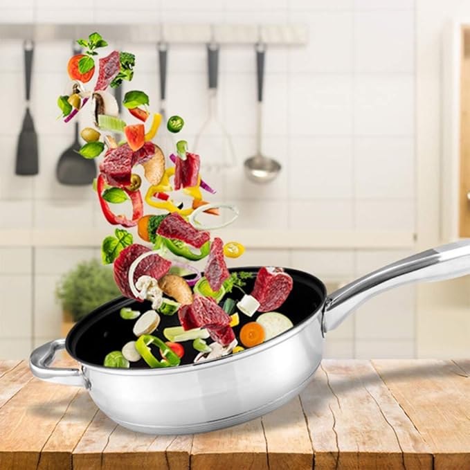 Cookware-Set 5-PieceCooking Pot SetMade of Stainless Steelwith Glass-LidsAll Types of cookers Induction saucekitchen Gourmet Making