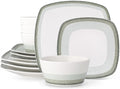 Noritake Colorscapes Layers Sage 12-Piece Square Dinnerware Set Service for 4