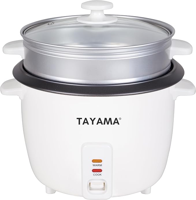 Tayama Rice Cooker with Steam Tray 8 Cups White (RC-8R)