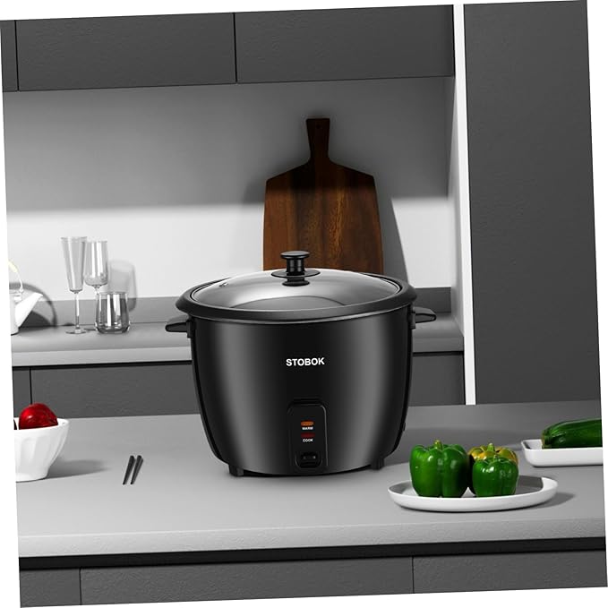NUOBESTY Compact Electric Rice Cooker with Clear Lid Space-saving Household Stew Pot for Rice Porridge and Efficient Cooking Easy Single-button Operation Portable Kitchen Appliance with US
