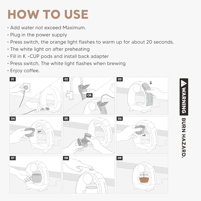 BENFUCHEN Pod and Grounds Single-Serve Coffee Maker 2 in 1 One Cup Coffee Machine Compatible with K-Cup Pod &amp Coffee Grounds/Tea Compact Design 4-8oz Grey