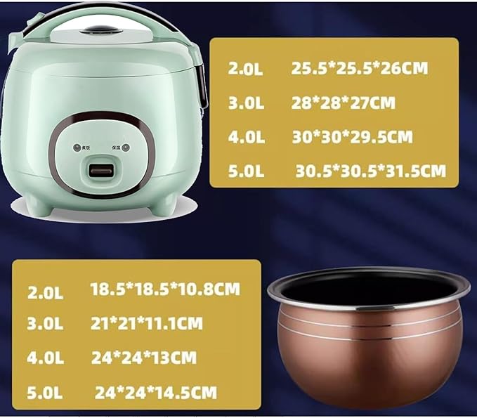Rice Cooker (2-5L) Home Dormitory Rice Cooker Ceramics Non-stick Inner Pot for 1-8 People 220-240V US/EU Power(5l)
