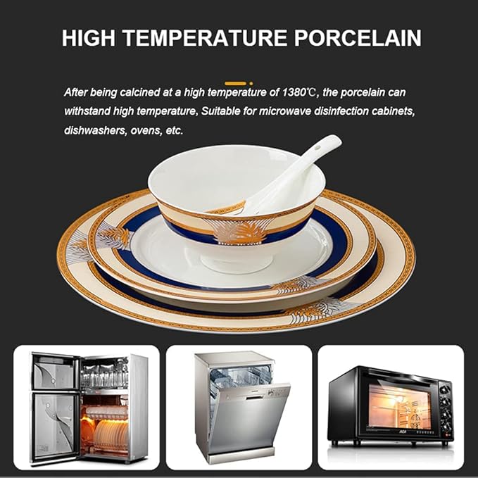 58 Piece Porcelain Dinner Sets High Temperature Resistance Bone China Dinnerware Set Ceramic Plates and Bowls Sets Service for 6-10