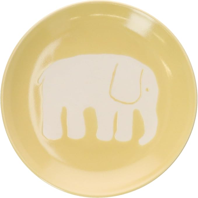 Finlayson FIN142-255 Elephanty Pattern Medium Plate Plate Diameter 5.5 inches (14 cm) Miscellaneous Goods Scandinavian Tableware Women's Present Mother's Day Yellow Made in Japan