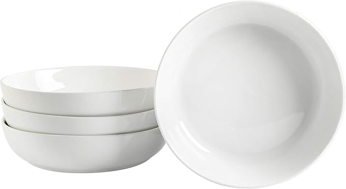 Gibson Home Zen Buffet Porcelain Dinnerware Set Service for 6 (30pcs) White (Coupe) &amp Zen Buffet 4-Piece 8.5-Inch Porcelain Chip and Scratch Resistant Pasta Bowl Set White