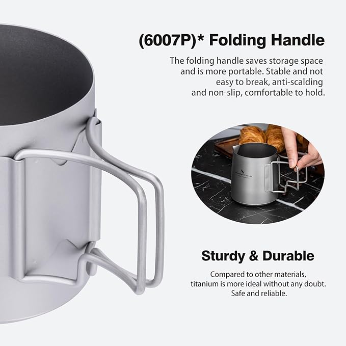 Boundless Voyage Titanium Pour-over Coffee Maker Set Coffee Mug with Reusable Detachable Dripper Manual Reusable Cone Filter for 1-2 Cups 6007P