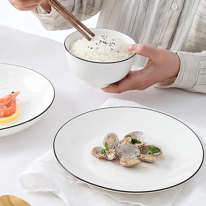 19-Pieces Dinnerware Sets Bone China Porcelain Tableware Set with Plates Bowls and Dish Ceramic Dinner Set for Home Kitchen and Dinning Microwave Dishwasher Safe