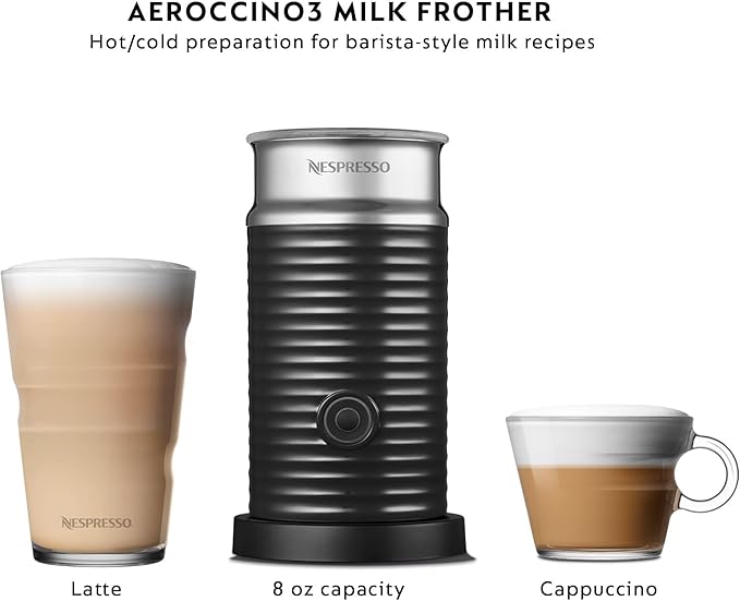 Nespresso Limited-Edition Vertuo Pop+ Deluxe Coffee and Espresso Maker by Breville with Milk Frother Matte Black Gold Descaling Kit