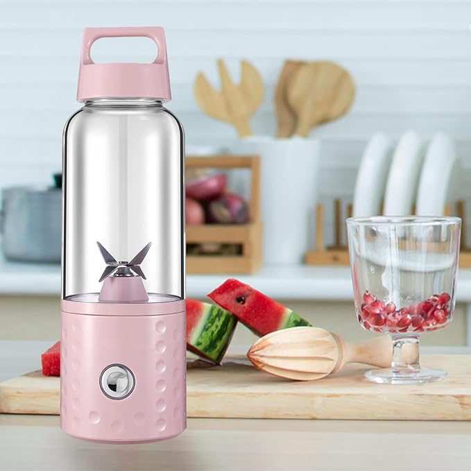 Portable Juicer Blender Electric Juicer Handheld Fruit Juicer Personal Fruit Mixer Mini Blender Cup Citrus Juicer Pink(Pink)