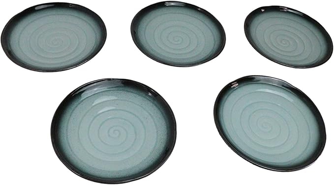 Ebros Gift Blue Sky Stars Artistic Seikai Porcelain Collection Dinnerware Serveware Kitchenware Set Asian Japanese Dining Restaurant Supply (Pack Of 5 Round Dinner Plates 8.75 D)