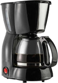 4 Cup Coffee Maker with Glass Carafe – Compact Drip Brewer with Reusable Filter Warming Plate BPA-Free Design Black White and Blue (Black)