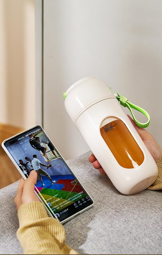 Portable Juicer Blender Travel Multifunction Personal Blender with Fruit Infuser Window White and Green