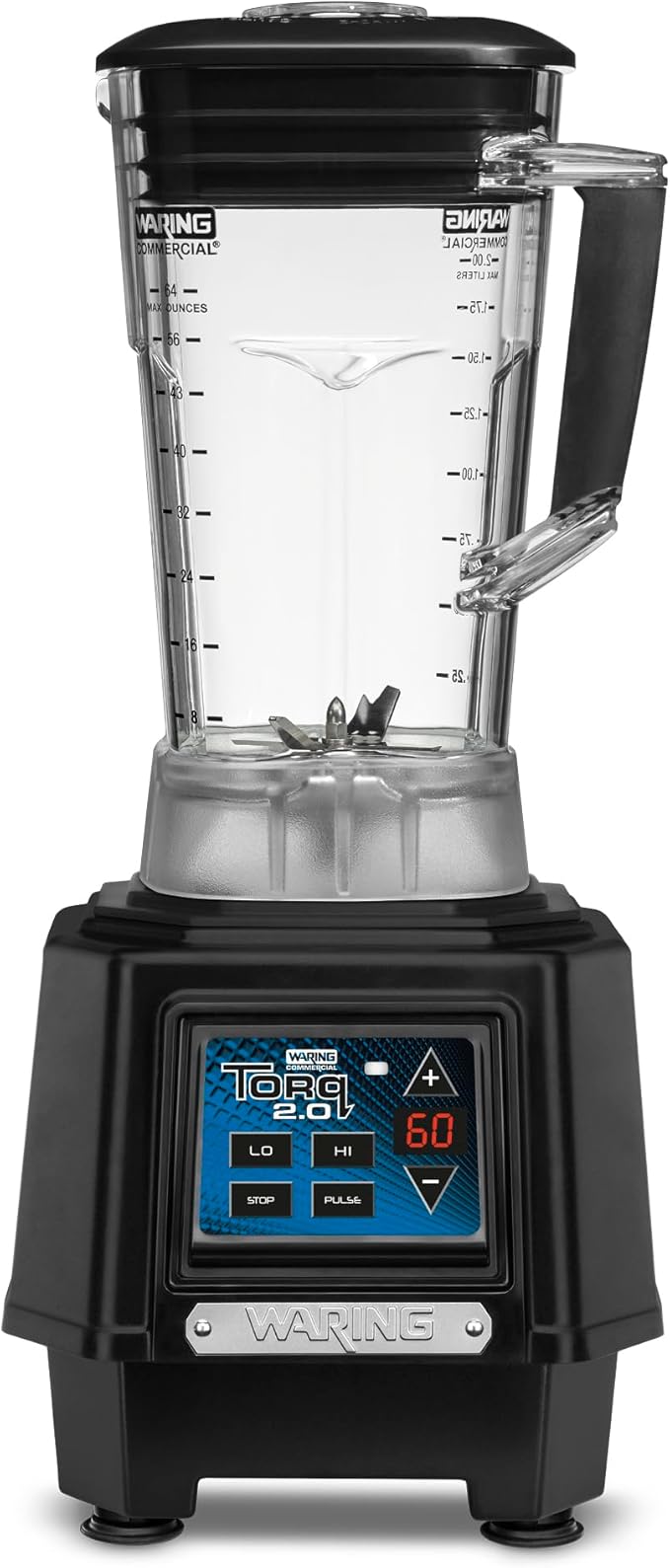 Waring Commercial TBB160P6 TORQ 2 Horsepower Blender Electronic Keypad with 60-Second Countdown Timer and a 64 oz. BPA Free Copolyester Container 120V 5-15 Phase Plug
