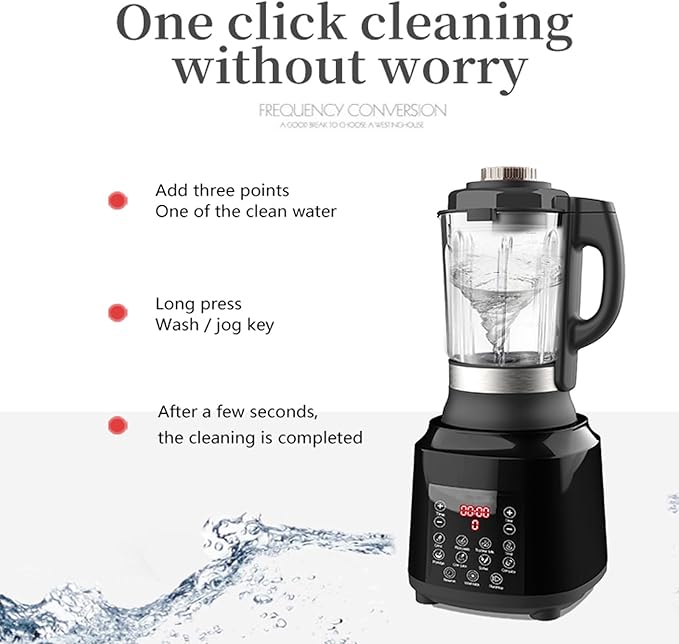 Countertop Food BlenderHot Soup MakerHigh-Speed Kitchen Food Processor with 9 One Touch Programs12H PresetSelf-CleaningCrushingMixingJuicesPureeingGrindingChoppingAuto-shutoff 60OZ 1200W