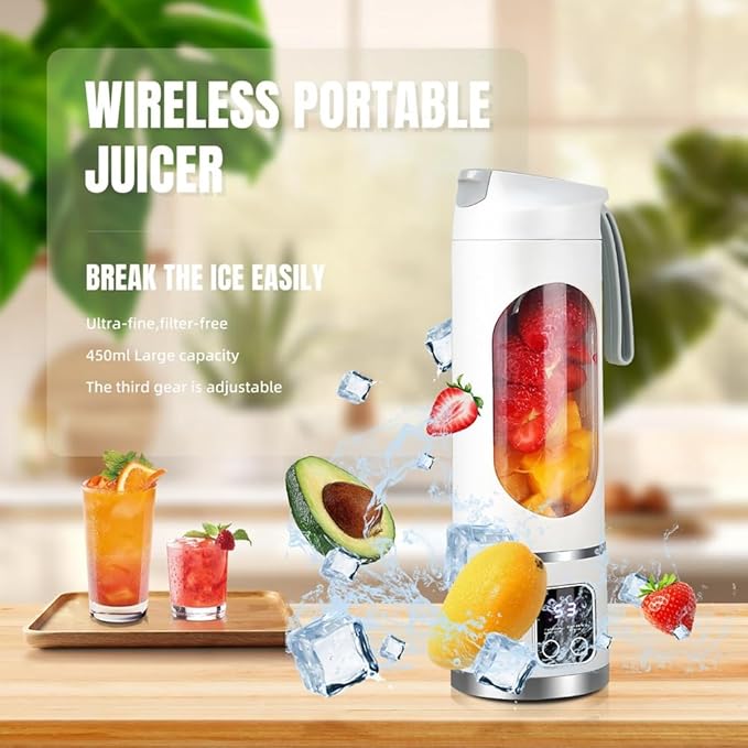 USB Rechargeable Portable Blender 8 Blade Mini Ice Crusher with Digital Display 3 Modes Portable Blender C