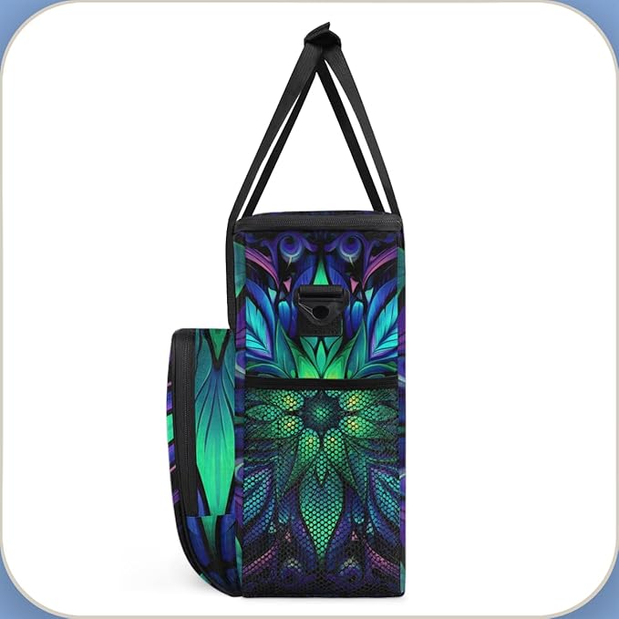 Gradient Mandala Coffee Maker Carrying Bag Neon Mandala Travel Storage Bag Compatible with K-Mini or K-Mini Plus Single Serve Coffee Brewer Carrying Case with Multiple Pockets &amp Shoulder Strap