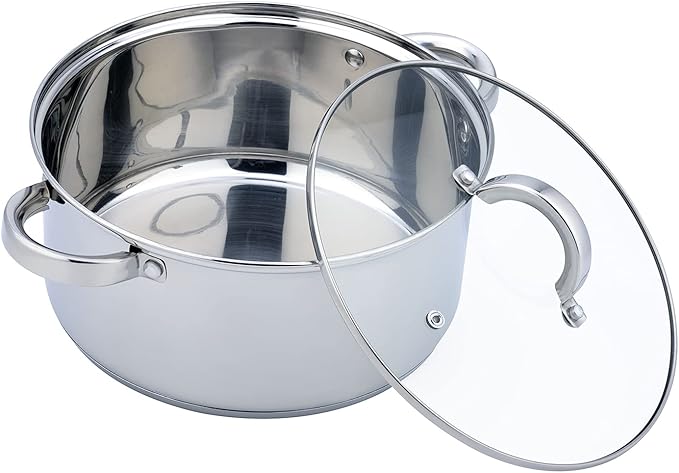 Switzerland 7 Stainless Steel AISI 430 7-Piece Cookware Set with Tempered Glass Lids with Valve - Suitable for Gas Electric Ceramic and Induction Cookers