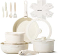 JEETEE Pots and Pans Set Non Stick 19pcs Kitchen Cookware Sets with Detachable Handle Induction Nonstick Cookware Set with Removable Handle Stackable RV Cookware Oven Safe PFOA Free Beige