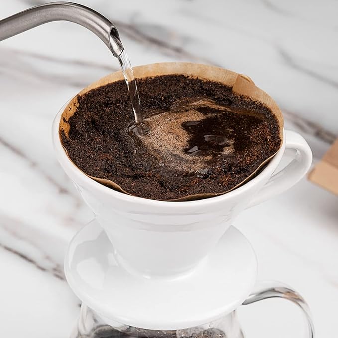 Restaurantware Restpresso 17 Ounce Coffee Dripper 1 Reusable Coffee Cone - With Drip Hole Retains Heat White Ceramic Pour Over Coffee Dripper For Home Cafe Or Restaurants