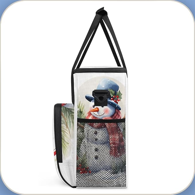 Christmas Snowman Coffee Maker Carrying Bag Modern Snowman Travel Storage Bag Compatible with K-Mini or K-Mini Plus Single Serve Coffee Brewer Carrying Case with Multiple Pockets &amp Shoulder Stra