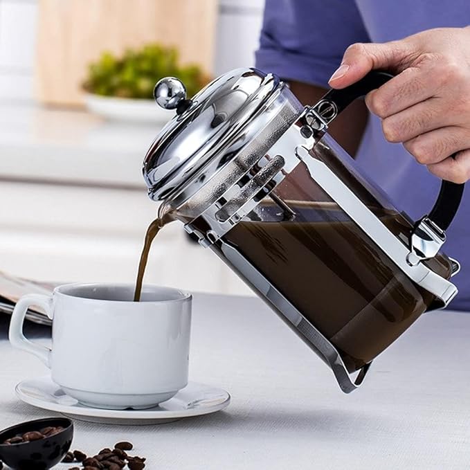 Press Coffee Maker Coffee Press CaffettiereCoffee MakerFrench Press Coffee Maker French Press Pot Easy to Clean French Press Filters Stainless Steel Double Wall Heat Resistant Glass No Residue Ea