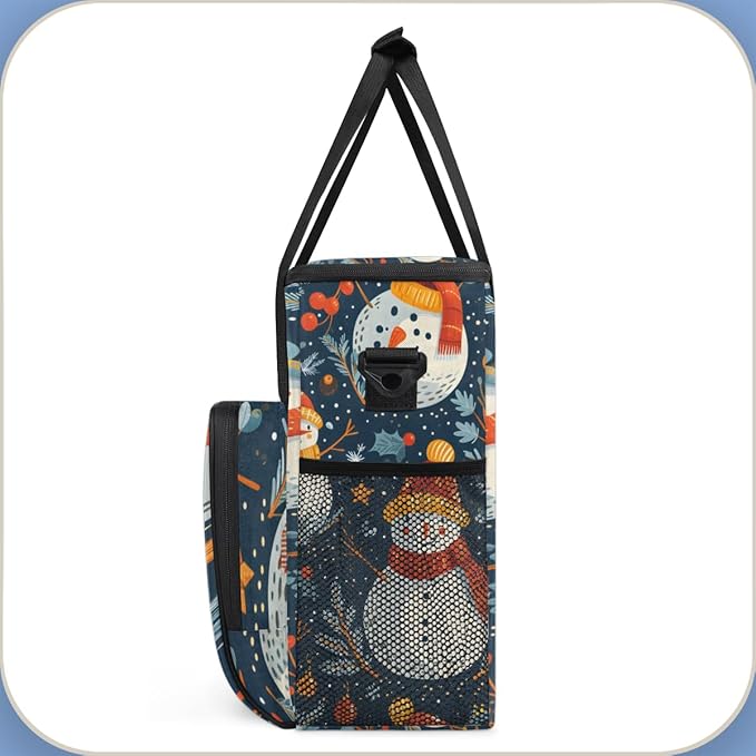 Christmas Snowman Coffee Maker Carrying Bag Cartoon Snowman Travel Storage Bag Compatible with K-Mini or K-Mini Plus Single Serve Coffee Brewer Carrying Case with Multiple Pockets &amp Shoulder Str
