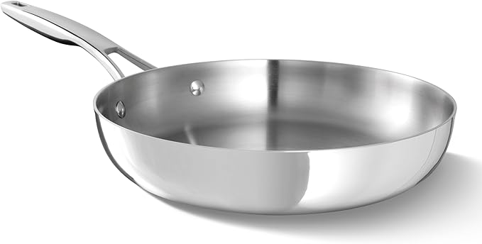 Calphalon Premier Polished 5-Ply Stainless Steel Cookware w/Turbo Heat Tech 10 Fry Pan Induction Oven Safe 500F PFOA Free Polished Stainless Silver