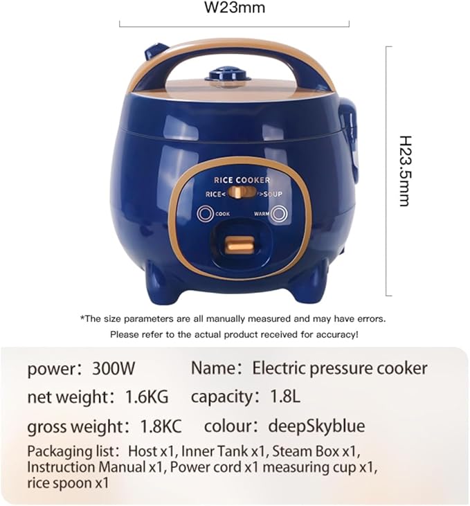 1.8L Small Rice Cooker &amp Steamer5 cups Steaming Basket Removable Non-Stick Bowl Dishwasher SafeOne-Click Steam &amp Cook Auto Keep Warm