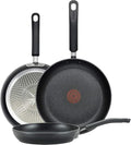 T-Fal Experience Non Stick Fry Pan Set 3 Piece 8 10.25 12 Inch Induction Oven Broiler Safe 400F Cookware Kitchen Cooking Set Pots and Pans Skillets Frying Pans Dining Dishwasher Safe Black