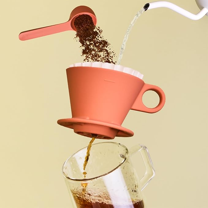 Verve Dwell Dripper Pour Over Coffee Maker Set Non-Electric Coffee Dripper Manual Brew Maker (Red)