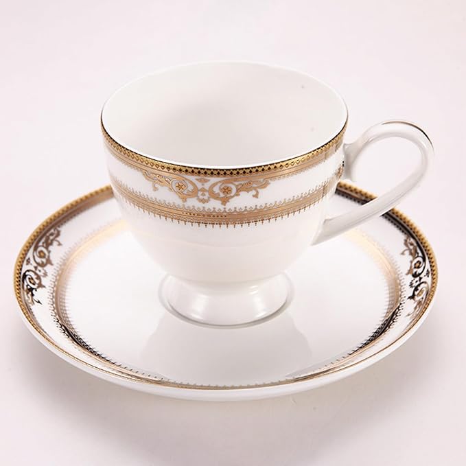 16 pieces bone china dishes set for 4 ceramic plate set with gold thread elegant royal pattern dinnerware sets for wedding housewarming and birthday