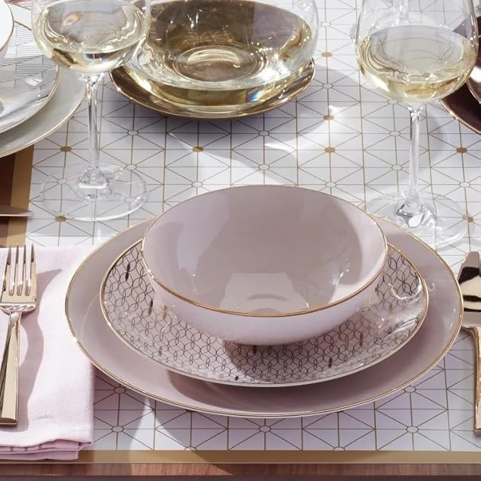 4-Piece Place Setting 5.50 LB Dishes and Plates Sets Round Dinnerware Set Plate Bowl Cup Cutlery