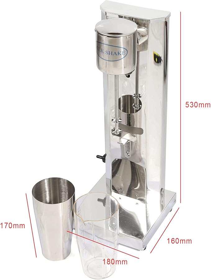 Milk Shaker 110V 180W Commercial Stainless Steel Electric Milkshake Machine Single Head Milk Shaker Mixer Drink Juicer with 650ML Mixing Cup