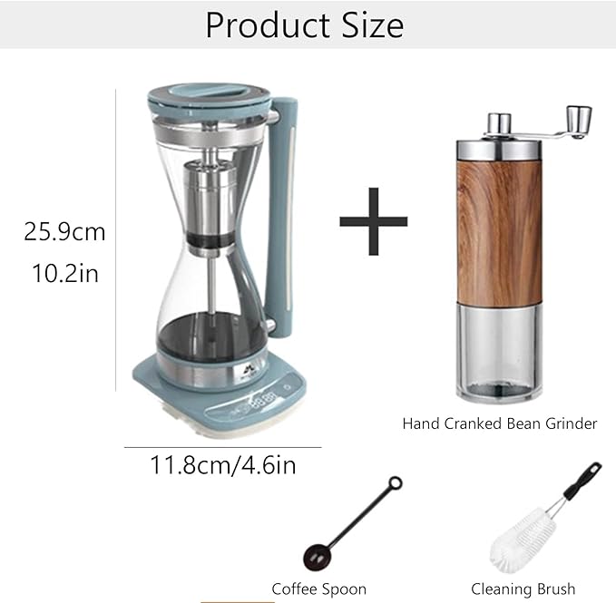 Electric Syphon Coffee Maker Glass Vacuum Siphon Pot with Separate Base 240ml Intelligent Heat Preservation Coffee Pot for Home Offices 30 Minute Keep Warm(240ml Blue)