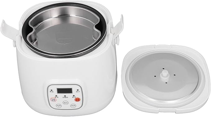 Car Rice Cooker 2L 12V Portable Electric Rice Cooking Pot Fast Cooking with Stick Coating Insulation Function 24H Reservation Includes Steam Plate for Travel Camping Truck