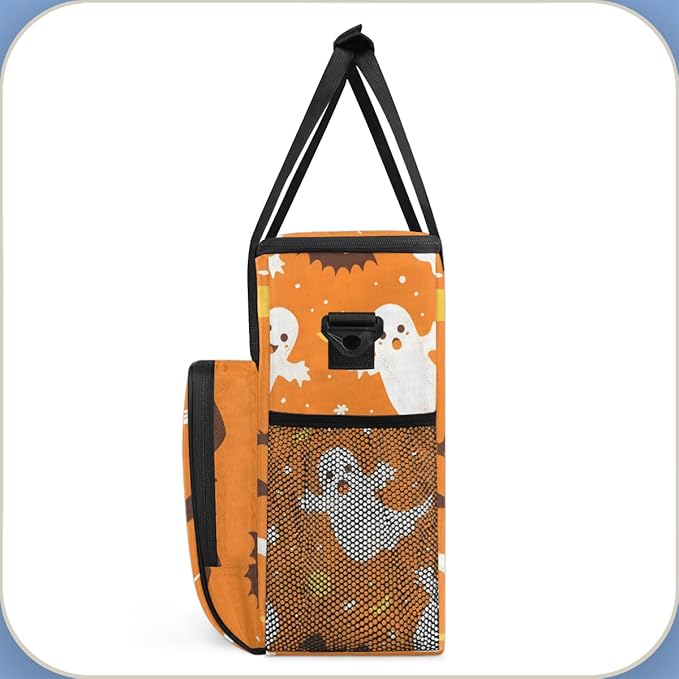 Cartoon Spooky Ghosts Coffee Maker Carrying Bag Portable Travel Storage Tote Bag Compatible with K-Mini or K-Mini Plus Single Serve Coffee Brewer Carrying Case with Multiple Pockets &amp Shoulder S